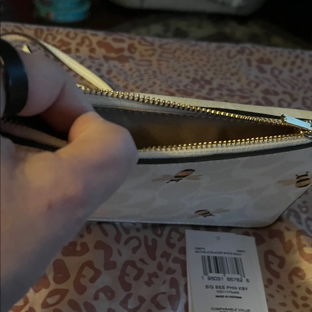 Coach White Bee Print Crossbody Phone Pouch